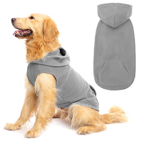 EXPAWLORER Dog Hoodie Fleece Sweater Vest, Hooded Dog Sweatshirt Fall Winter Pet Clothes with Leash Ring, Sleeveless Warm Cozy Puppy Clothing for Cat Small Medium Large Dogs Girl Boy, Grey XS - color: Grey, size: X-Small
