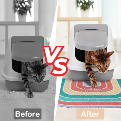Cat Litter Mat Quality Litter Box Mat Large Non-Slip Cat Litter Mat Litter Trapping Mat Soft Kitty Litter Mat Compatible Two Litter Boxes Cat Products Easy to Clean,Orange,XL - color: Red, size: XL(40" x 30")