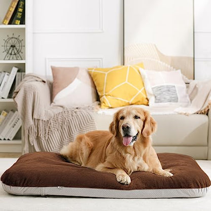 Super Soft Large Dog Bed Orthopedic Pet Beds 39 Inch Washable Anti Slip Dog Sleeping Mattress with Removable Cover, Dark Brown L - color: Dark Brown, size: 39.0"L x 33.5"W x 4.0"Th