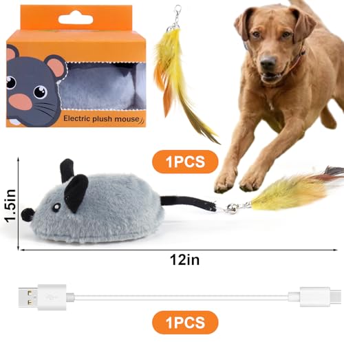 BABORUI Interactive Dog Toys Mouse, Automatic&APP Control Escaping Mice Squeaky Dog Toy with Lights & Auto-Turn, Rechargeable Moving Dog Toys for Small/Medium/Large Dogs & Cats(Grey) - color: APP Control