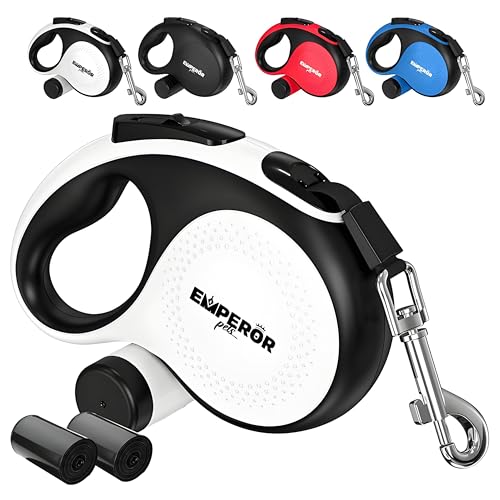 16 ft Retractable Dog Leash White - Heavy Duty Retractable Pet Leash with Anti-Slip Grip for Medium to Large Dogs up to 110 lbs -Aura BW16 - color: White, size: 16 ft