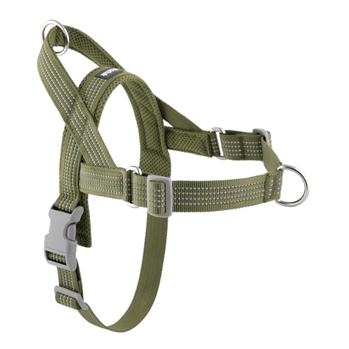 No Pull Dog Harness with Handle, Adjustable Mesh Padded Reflective Walking Harness with Front Clip for Small Medium Large Dogs – Quick Fit No Escape for Training and Hiking (Ranger Green, M) - color: Ranger Green, size: M