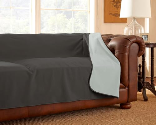 Mambe 100% Waterproof Furniture Cover Blanket for Dogs and Cats, Protection for Bed Couch Sofa Recliner Carpet, Soft Durable Washable Microfleece, Slate-Mist, 70x120 inches - color: Slate-mist, size: 70" x 120" Sofa