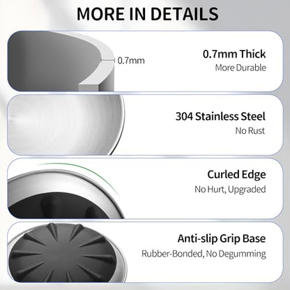 WROSWT Elevated Cat Bowls, Separable Dishes for Solo Use, 304 Stainless Steel Raised Cats Plates for Wet Food, Extra Wide Shallow Design for Whisker Relief, Non-Slip Silicone Base Kitten Feeder, 2 Set - size: Raised Bowls - 2 Pack