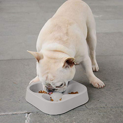 Healthy Slow Feeding Dog Bowl for French Bulldog -Slow Feeder Dog Bowl No Chocking Dog Cat Food Water Bowl with Four-Leaf Clover Pattern (Grey) - color: Grey