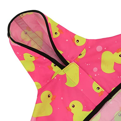 HDE Dog Raincoat Jacket Reflective Adjustable Hooded Pet Poncho Rain Coat with Leash Hole for Small to X-Large Dogs Pink Ducks - S - color: Ducks Pink, size: Small