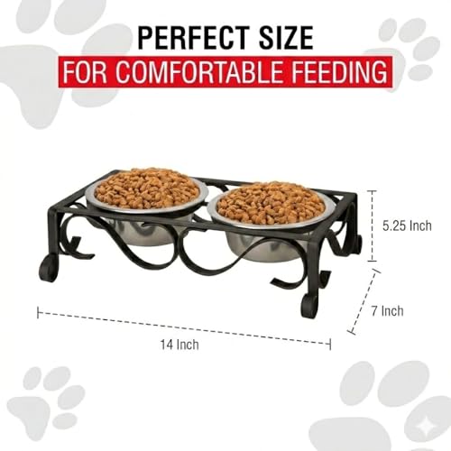 Loving Pets Elevated Dog Bowls – Raised Stainless Steel Dog Bowls with Steel Stand – Non-Skid, No Spill Feeder for Small, Medium & Large Dogs – Easy to Clean, Durable Raised Dog Feeding Station - color: Matte Black, size: 1 Quart