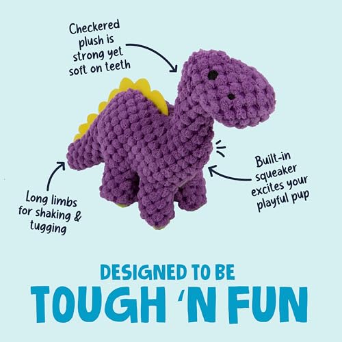 goDog Checkers Just for Me Dinos Bruto Squeaky Plush Dog Toy, Chew Guard Technology - Purple, Mini - color: Checkers - Dinos Bruto (Purple), size: Mini