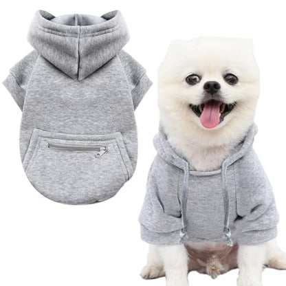 Jecikelon Pet Dog Cold Weather Coat with Pocket Winter Dog Hoodie Warm Puppy Clothes for Small Dogs Chihuahua Clothing (X-Small, Y02-Grey) - color: Y02-Grey, size: X-Small