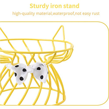 Elevated Cat Bowls with Non-Slip Metal Stand - Raised Food and Water Bowls, Fits Cats & Small Dogs - Dishwasher Safe - color: Yellow