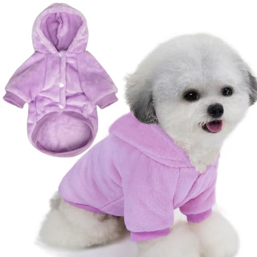 FabriCastle Dog Hoodie Sweater for Small Dogs Boy and Girl, Dog Clothes XS XXS Puppy Sweatshirt, Pet Outfit, Cat Clothing Super Soft Warm Snap On Closure (Light Purple, XX-Small) - color: Light purple, size: XX-Small