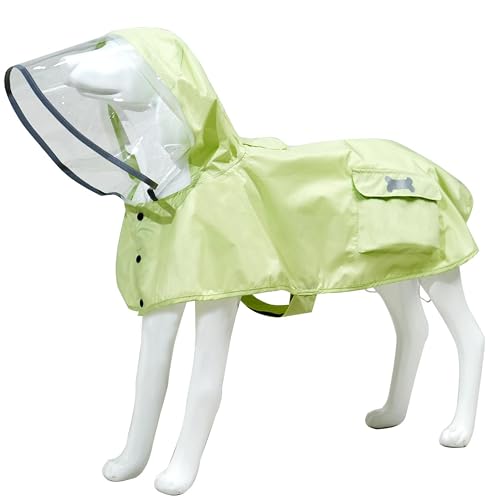 Waterproof Dog Raincoat, Adjustable Reflective Lightweight Pet Rain Clothes with Poncho Hood(X-Small,Light Green) - color: Light Green, size: X-Small(4-9lb)