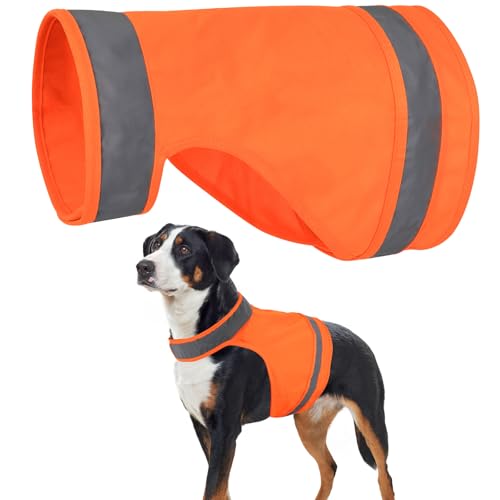 Blaze Orange Dog Hunting Vest - High Visibility Reflective Dog Safety Vest for Outdoor Activities, Night Walking, and Hunting Season - Ensure Your Dog's Visibility and Safety - size: M