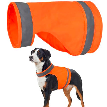 Blaze Orange Dog Hunting Vest - High Visibility Reflective Dog Safety Vest for Outdoor Activities, Night Walking, and Hunting Season - Ensure Your Dog's Visibility and Safety - size: M