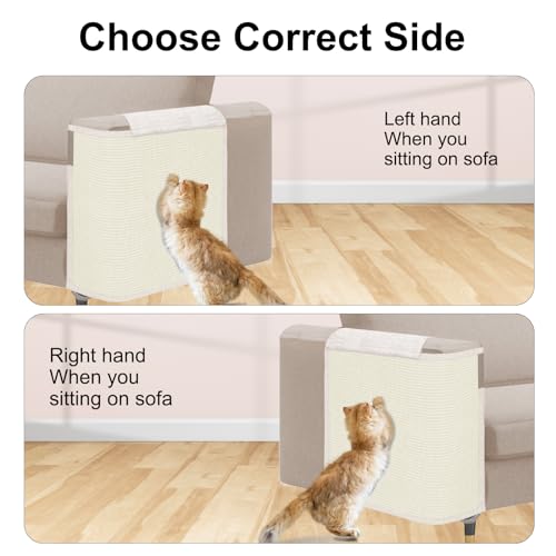 Cat Scratch Sofa Protector,23.6" L*19.7" W Cat Scratch Furniture Protector Pad, Couch Arm Sheild with Natural Sisal for Protecting Couch Sofa Chair Furniture(Beige/Right Handed) - color: Beige