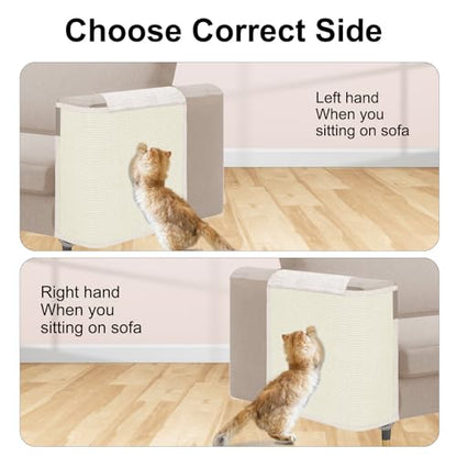 Cat Scratch Sofa Protector,23.6" L*19.7" W Cat Scratch Furniture Protector Pad, Couch Arm Sheild with Natural Sisal for Protecting Couch Sofa Chair Furniture(Beige/Right Handed) - color: Beige
