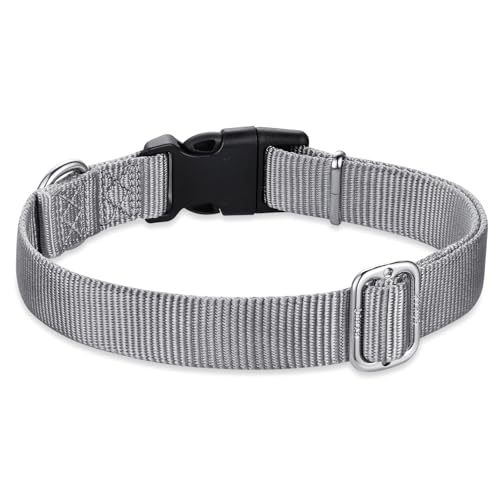 Small Dog Collar Quick-Release| Heavy-Duty Nylon Puppy Collar, Adjustable & Durable Pet Supplies for Boy & Girl Dogs (Small, Sleet Gray) - color: Sleet Gray, size: Small