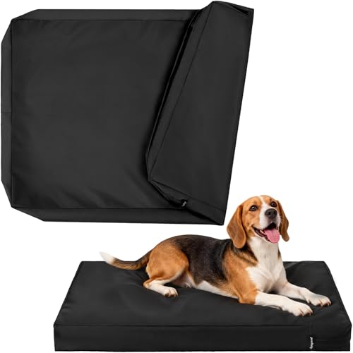 Waterproof Dog Bed Cover Replacement Washable, Easy to Clean, Pet Hair Resistant, Heavy Duty Oxford, Zipper Closure, Indoor/Outdoor Use, Fits 36 Inch Dog Crate - Large, 34x22x3.5, Black - color: Black, size: 34"L x 22"W x 3.5"Th