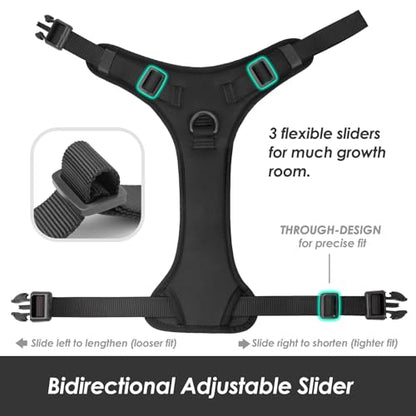 No Pull Dog Harness, Puppy Vest with Front Clip for Small Medium Large Sized Dog(Black,XS) - color: Black, size: XS(Neck:11.8-16.5", Chest:14.2-19.7")