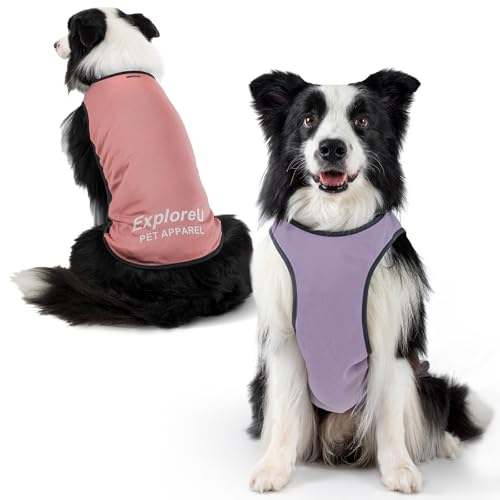 Dog Shirt, Cooling Vest Lightweight Breathable, Dog T-Shirts All-Season Sun Protection Quick Dry Soft Stretchy Reflective Tank Top - Small Medium Large Dogs (Brier Rose+Lilac Ether, Small) - color: Brier Rose+Lilac Ether, size: Small (18-24lbs)