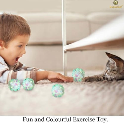 SunGrow Mylar Cat Crinkle Balls, 2", Shiny and Stress Buster Toy, Lightweight and Great for Use in Craft Projects, Toy Ball Suitable for Both Feline and Kids, Kitten Chew and Chase Balls for Exercise - size: 12 Pcs