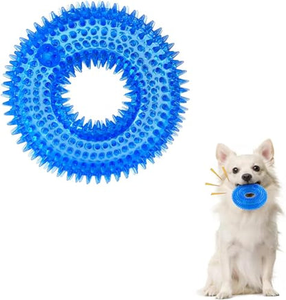 Andiker Squeaky Dog Toy, Safe TPR Chewable Dog Toys for Teeth Grinding&Cleaning Dog Fetch Toys for Enhancing Interactivity Outdoor Suitable for All Dog Sizes Puppy’s and Dogs (Large Blue) - size: Large Blue