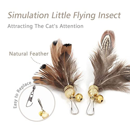 Cat Toy Wand Replacement - 8 Pieces Insect Cat Toys, Cat Feather Toy Refills, Cat Teaser Wand Attachments, Interactive Cat Toys for Indoor Cats - size: Insect