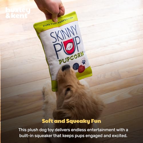 Huxley & Kent Funny Dog Toy w/Squeaker – Power Plush Squeaky Dog Toys for Small, Medium & Large Dogs – Soft Stuffed Animal for Indoor Play & Fetch - Skinny Pup, Small - size: Small, style: Skinny Pup