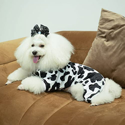 CuteBone Dog Pajamas Costumes Fleece Pet Clothes Puppy Onesie Winter Holiday Cute Cat Jammies Keep Your Pet Warm in the Cold Weather P222S - color: A07-Cow, size: Small