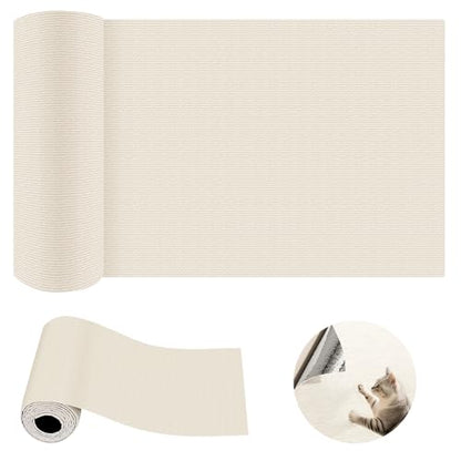 Cat Scratch Furniture Protector,Trimmable Self-Adhesive Cat Scratch Pad,DIY Wall Climbing Cat Scratcher Couch Protector from Cat Claws Scratching Mat Indoor 78.7x11.8in(Beige) - color: Beige