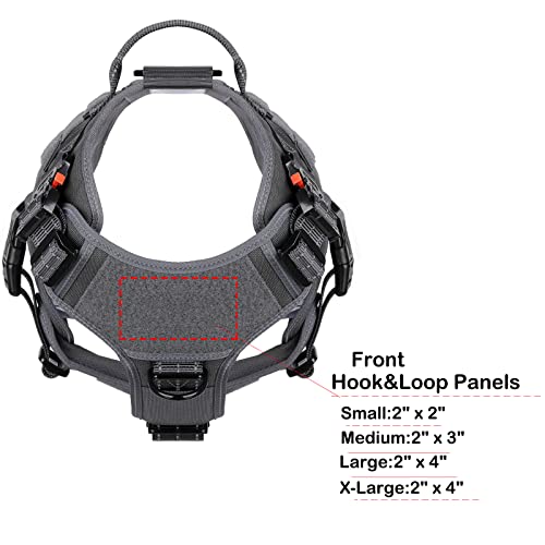 ICEFANG Tactical Dog Harness, Large Size,2X Metal Buckle,Working Dog MOLLE Vest with Handle,No Pulling Front Leash Clip,Hook and Loop Panel (Grey,L (Pack of 1)) - color: Grey, size: Large (Pack of 1)