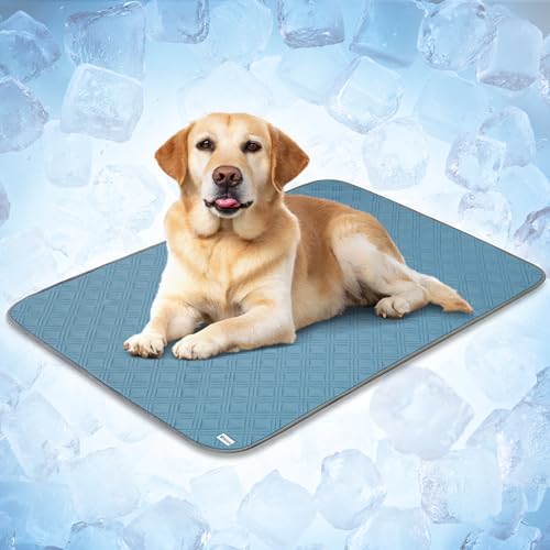PetAmi Dog Cooling Mat, Waterproof Self Cooling Dog Pad with Non-Slip Backing, Q-Max >4.0 Pet Cooling Mat for Crate, Couch, Kennel & Car, Indoor Outdoor Summer Use, Light Blue, 40x60 - color: Light Blue, size: Large (40x60)