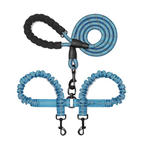2 Two Dogs Leash Coupler Double Twin Lead Walking Dog Leashes(Blue) - color: Blue