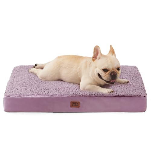 EHEYCIGA Orthopedic Medium Dog Beds for Small Dogs with Removable Washable Cover for Crate, Fog Purple, 30x20 - color: Fog Purple, size: 30*20*3.5 Inches