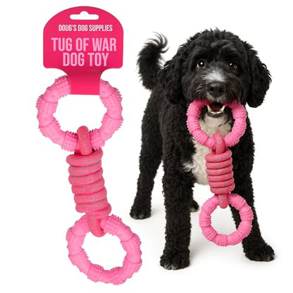 Doug's Dog Supplies Ring Rope Toy – Tug of War Toy for Medium & Large Dogs | Tug & Play Dog Toy - color: Pink