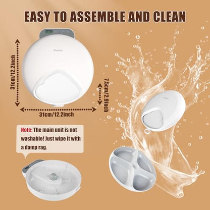Automatic Wet Food Cat Feeder, Auto Refrigerated Wet Foods Feeder for Cats Dogs 4 Meal Timed Fresh Foods Dispenser with 2 Ice Packs Small Pet Feeders for Kitty Puppy Automatic Cat Dog Food Bowl - color: White