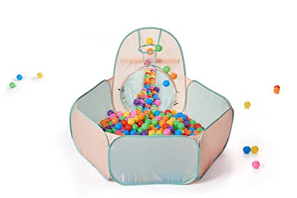 UTEX 3 in 1 Pop Up Play Tent with Tunnel, Ball Pit for Kids, Boys, Girls, Babies and Toddlers, Indoor/Outdoor Playhouse - color: Pink/ Green & Ball Pit