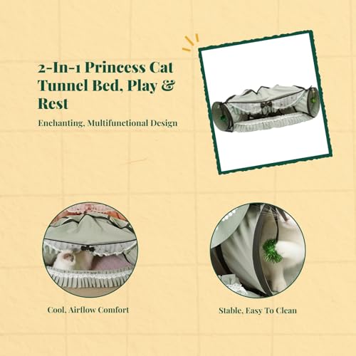 Baoblaze Cat Tunnel Bed Interactive Toy Playground Kitten Training with Removable Mat Hideout for Indoor Small Animals Pets Dogs Rabbit, Green - color: Green