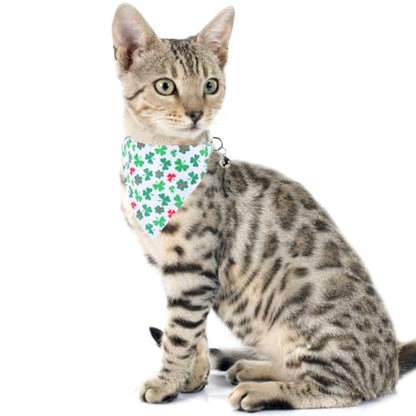 St.Patrick's Day Cat Collar with Bow Tie and Bell Breakaway Adjustable Safety - color: St.Patrick-bandana