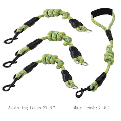 3 Dog Leash - Padded Handle, 360° Swivel Multiple Dog Leash No Tangle, Lead for Medium Large Dogs, Walking & Training Double Dogs (Green Blue) - color: Green Blue