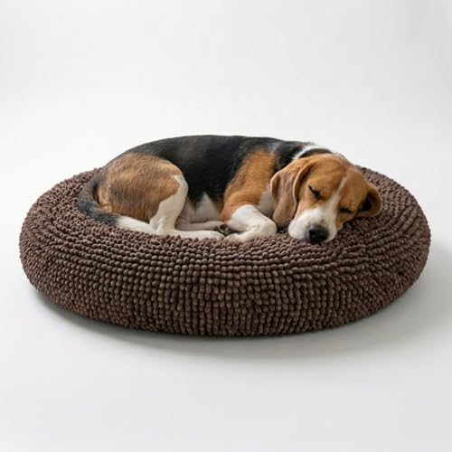 Muddy Mat®Cloud K-9 Bed for Dogs & Cats, Soft & Relaxing Donut Dog Bed, Chenille Material, Removable Cover, Washable & Dryer Safe–Brown Medium(35'x35') - color: Chocolate Brown, size: Medium (35''X35'')