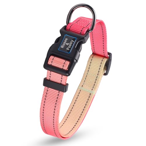 Roses&Poetry Small Dog Collar Girl Reflective with Pink Gradient Color, Adjustable Pink Puppy Collar Tiny for Small Medium Large Dogs (Pink Gradient-S) - color: Pink Gradient, size: S