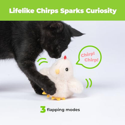 Catify Best Pet Supplies Flapping Duckling, Chick & Bird Cat Toy - Motion-Activated Wings, Realistic Chirps, Catnip-Infused Plush, USB-Rechargeable, Indoor Cats & Kittens, Self-Play Enrichment - Beige - color: Flapping Chick Beige