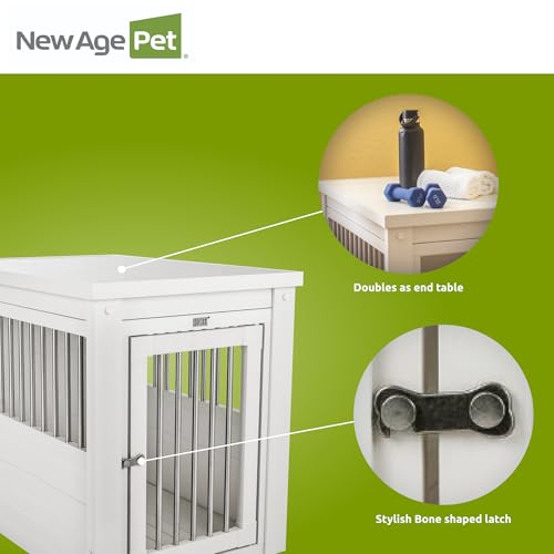 New Age Pet ecoFLEX Pet Crate/End Table, Medium, Antique White, Model:EHHC404M - color: Antique White, size: 29.5"L x 21.1"W x 25.2"H