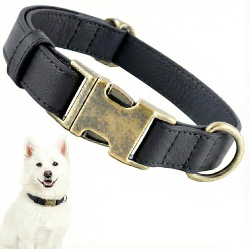 Dog Collars for LargeDogs Silicone Leather Dog Collars Soft Flexible Waterproof Odor-Proof Durable Thick Classic Adjustable Pet Puppy Collar (Black, Large (16-24.5" Neck)) - color: Black, size: Large (16-24.5" Neck)