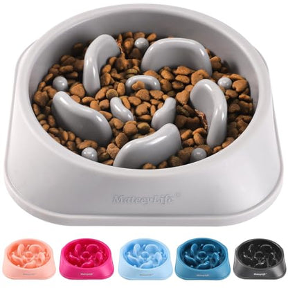 MateeyLife Slow Feeder Dog Bowls, Anti-Choking Puzzle Dog Food Bowls, Anti-Slip Interactive Feeding Slow Down Eating, Bloat Stop Maze Dishes for Medium Large Breeds Gray - color: I-Gray, size: Medium