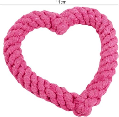 Jinshining Pink Cute Dog/Cat Chew Toys, Dog Toys for Chewers, Heavy Duty Dental Rope Toy for Dogs, Creative Love Heart Shaped Interactive Rope Dog Toys, Cotton Puppy Teething Chew Tug Toy Dark
