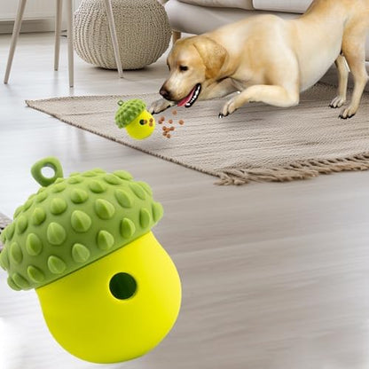 Dog Puzzle Toy Dispenser - Interactive Dog Toys for Large & Medium Breeds - Mental Stimulation Ball with Detachable Lid - Food-Grade Silicone Toy for Stress Reduction - color: green
