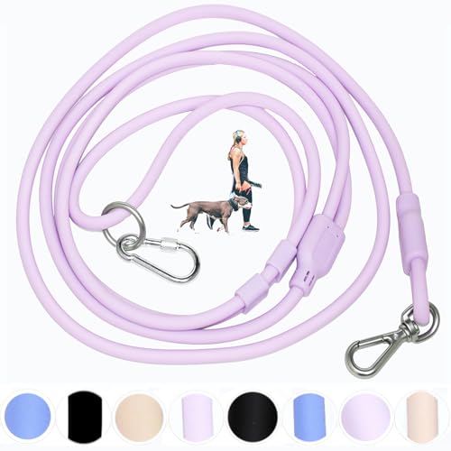 Hands Free Dog Leash Crossbody & Waist for Walking, 9-in-1 No Pull Dog Harness & Leash Set, Heavy Duty Waterproof Slip Lead for Large Medium Breeds (20-120lb, Purple) - color: Vine Purple, size: Large - 9mm Diameter - 20-120lbs