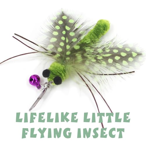 Insect Cat Toys with Feather - 6 Pieces Cat Insect Feather Toy Refills, Teaser Wand Attachments, Interactive Toys for Indoor Cats Kittens - size: Feather Wings